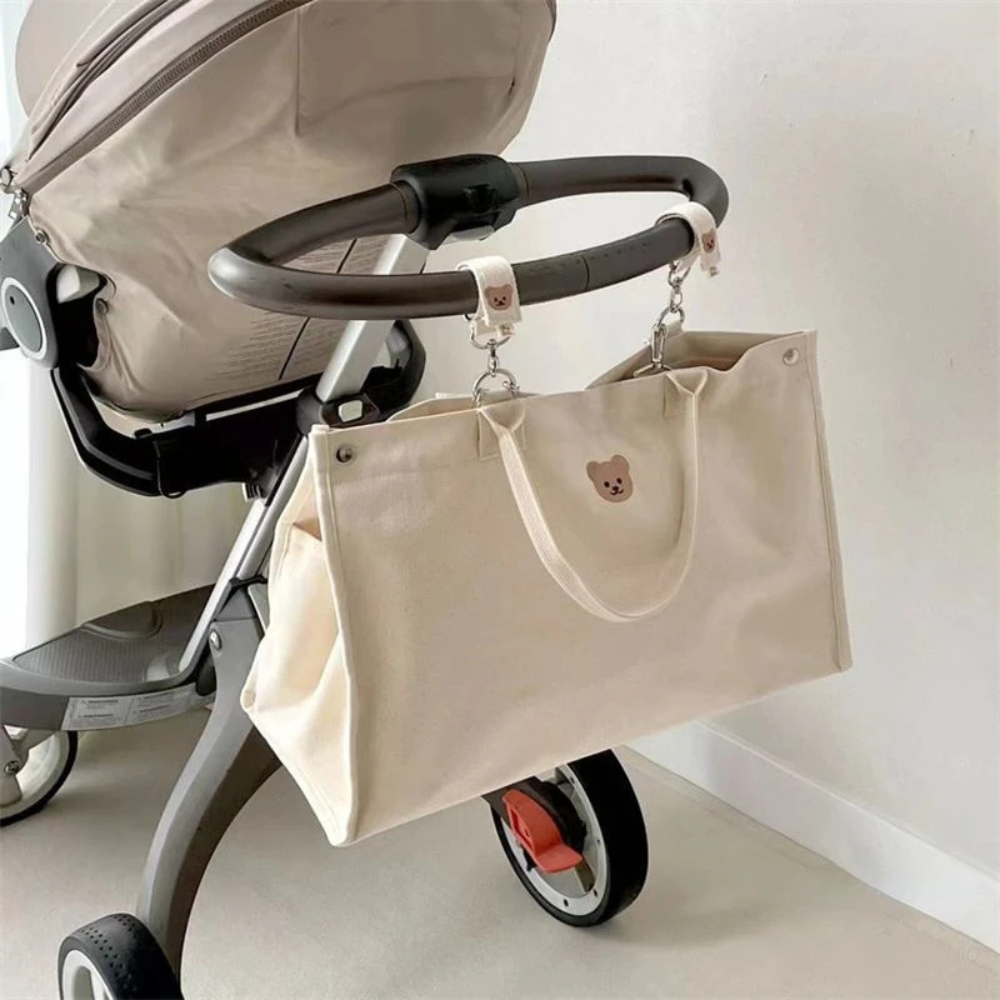 Sac à Langer en toile pour nouveau-né bandoulière spacieux à motif blanc à grande capacité pour bébé idéale pour poussette 