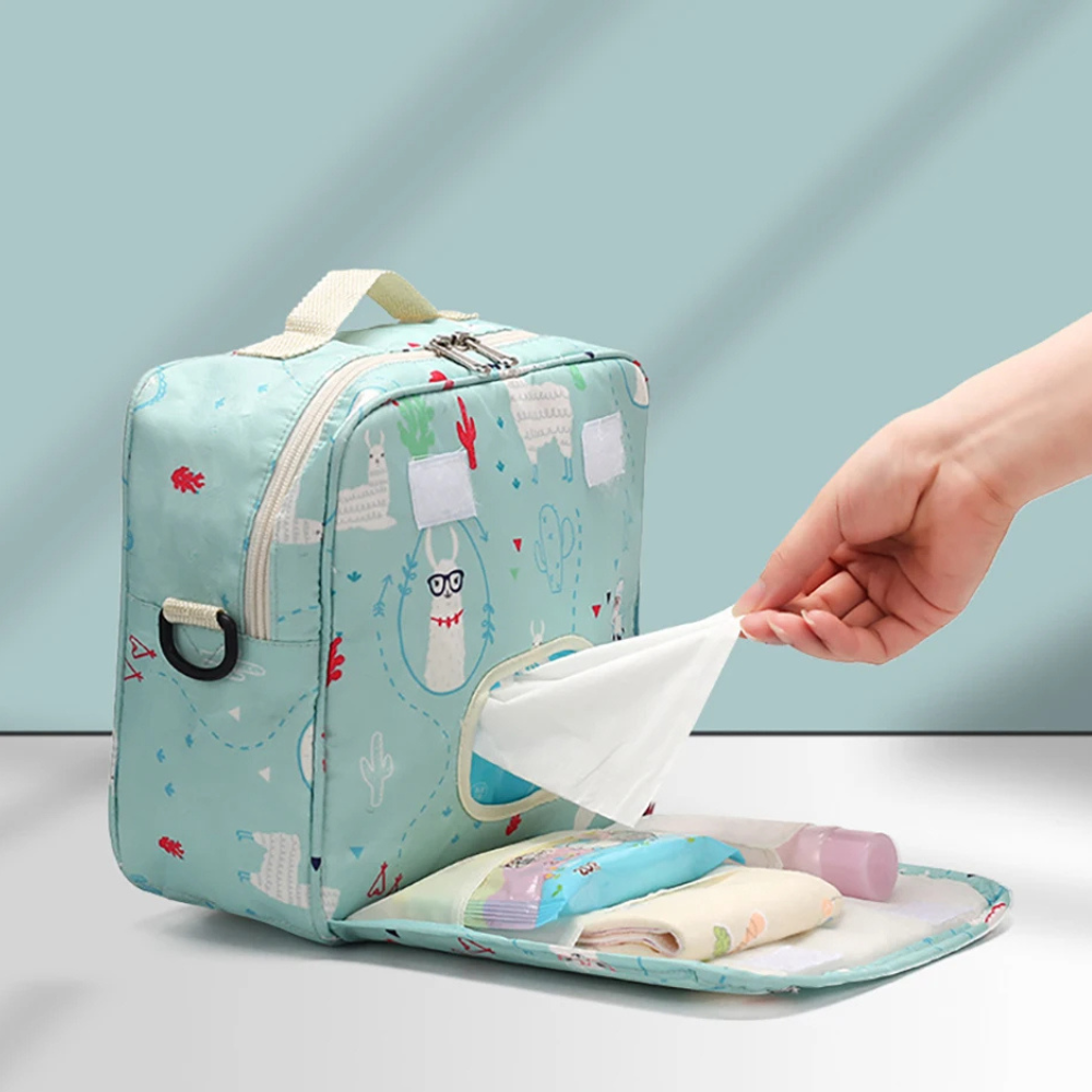 Sac à Langer portable réutilisable bleu pour mamans portatif à couches spacieux pour lingettes