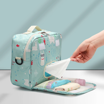 Sac à Langer portable réutilisable bleu pour mamans portatif à couches spacieux pour lingettes