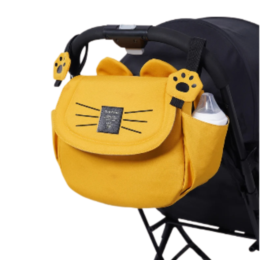 Sac à Langer pour poussette noir jaune biberon couches transportable